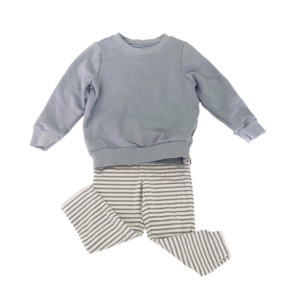 Little Sleepies Play Fog Elbow Patch Crewneck & Striped Legging Set 18-24M - Picture 4 of 10